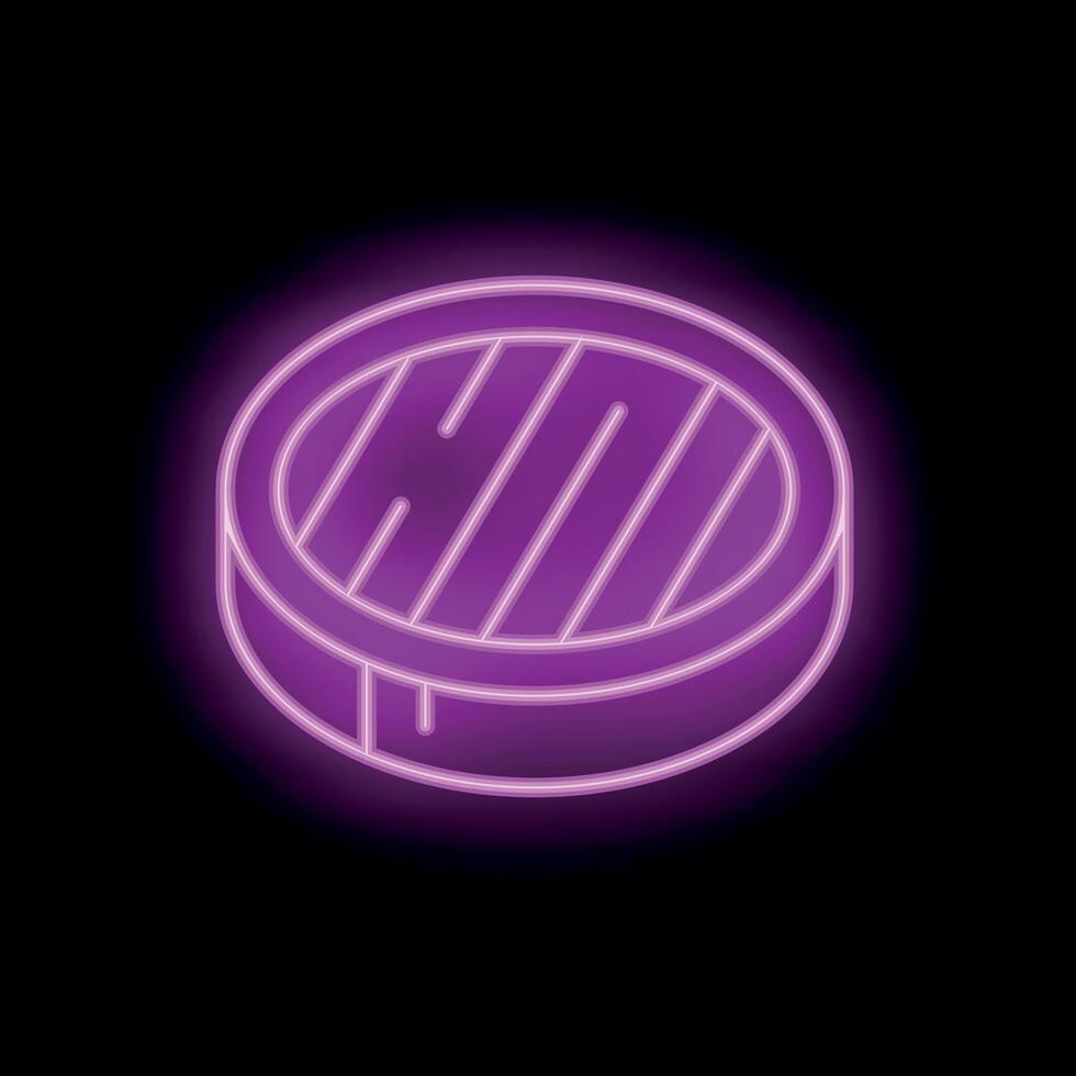Neon icon of grilled steak for restaurant menu design vector