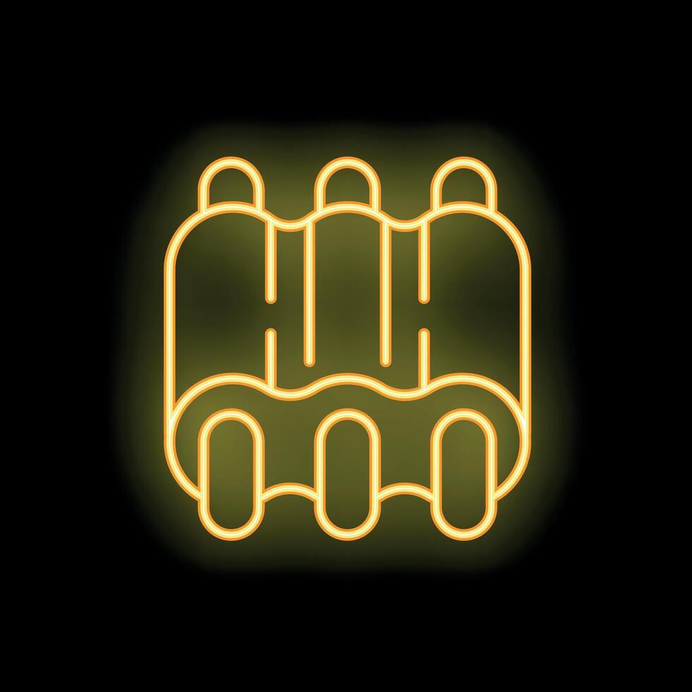 Glowing neon icon of grilled spareribs on black background vector