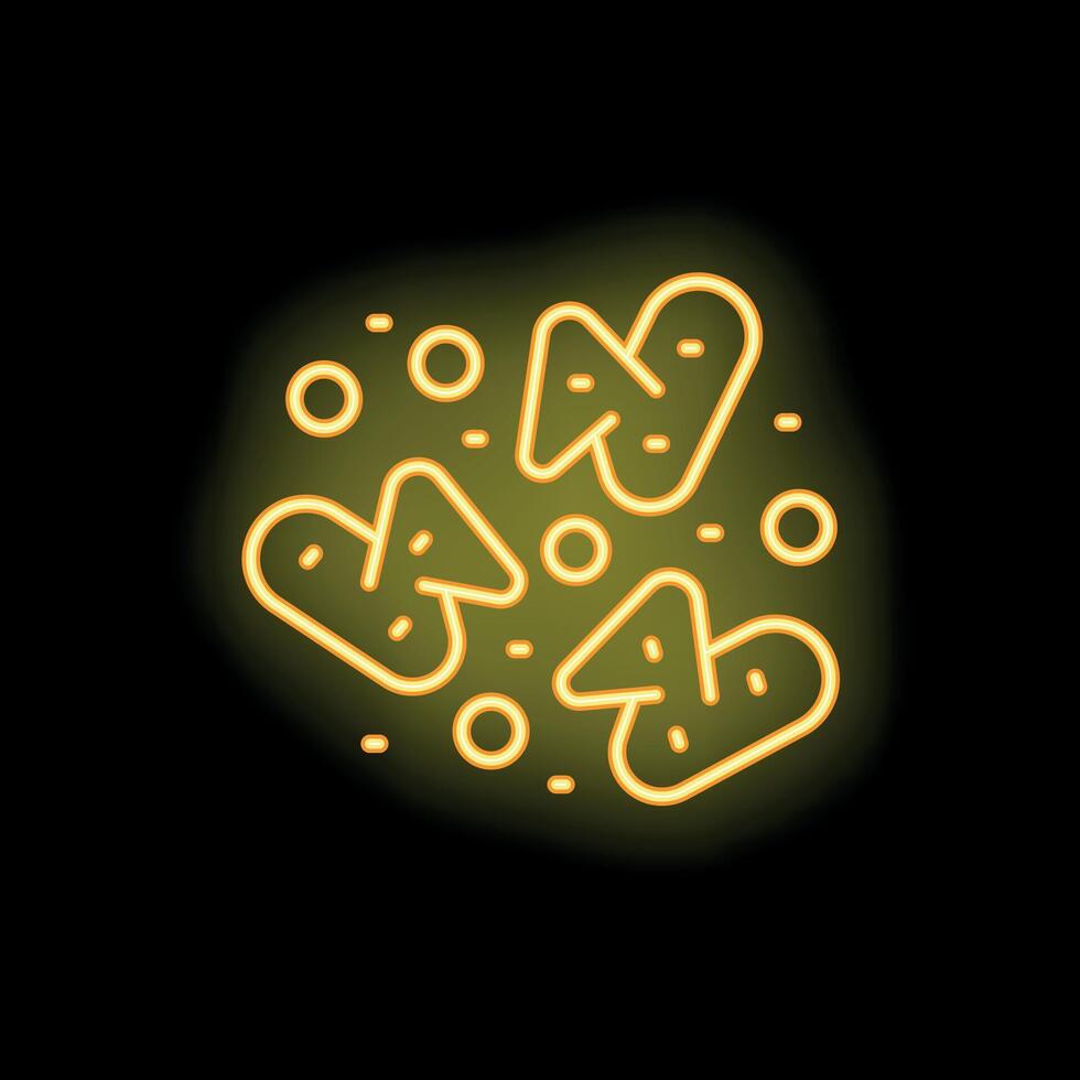 Neon style icon of shigella bacteria with flagella for science and medicine projects vector