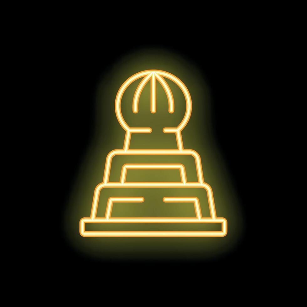 Glowing neon line chess icon isolated on black background, illustration vector