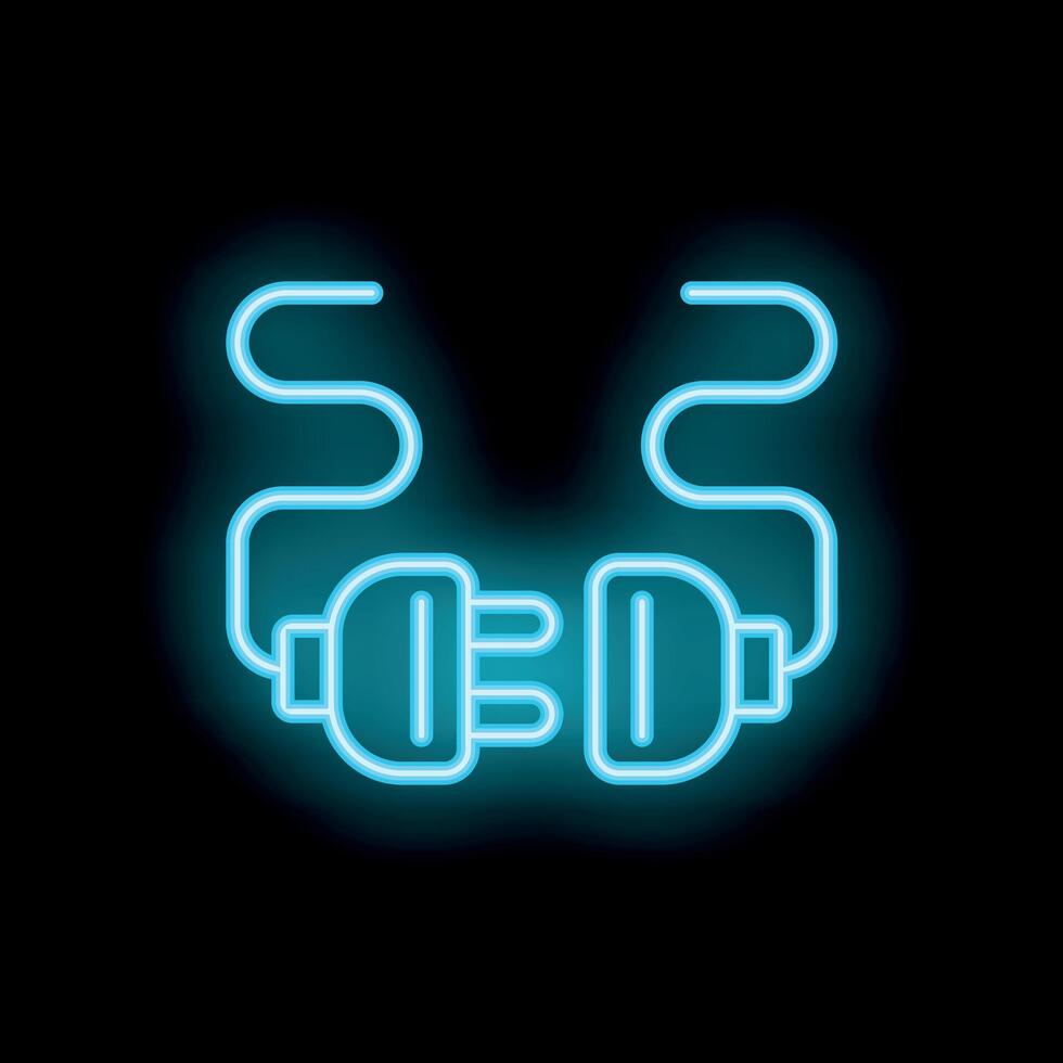 Neon blue electric plug and socket being plugged in vector