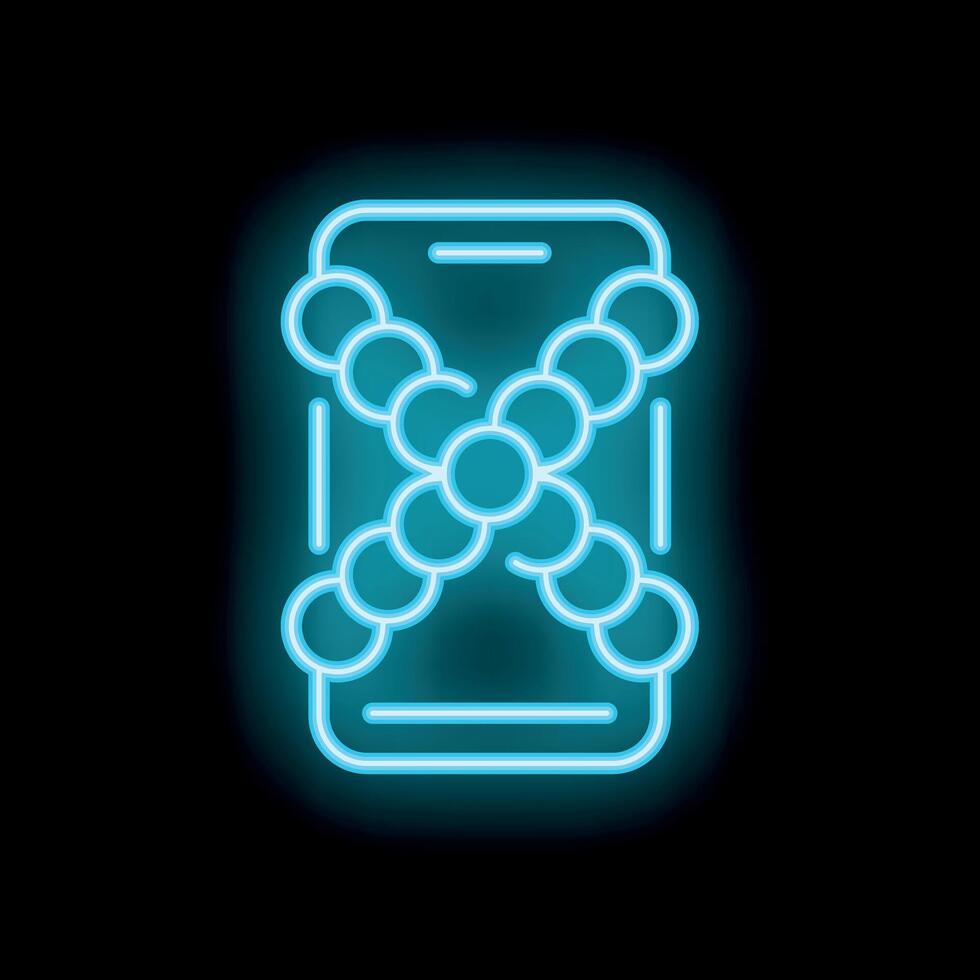 Neon pop it fidget toy attached to smartphone screen vector