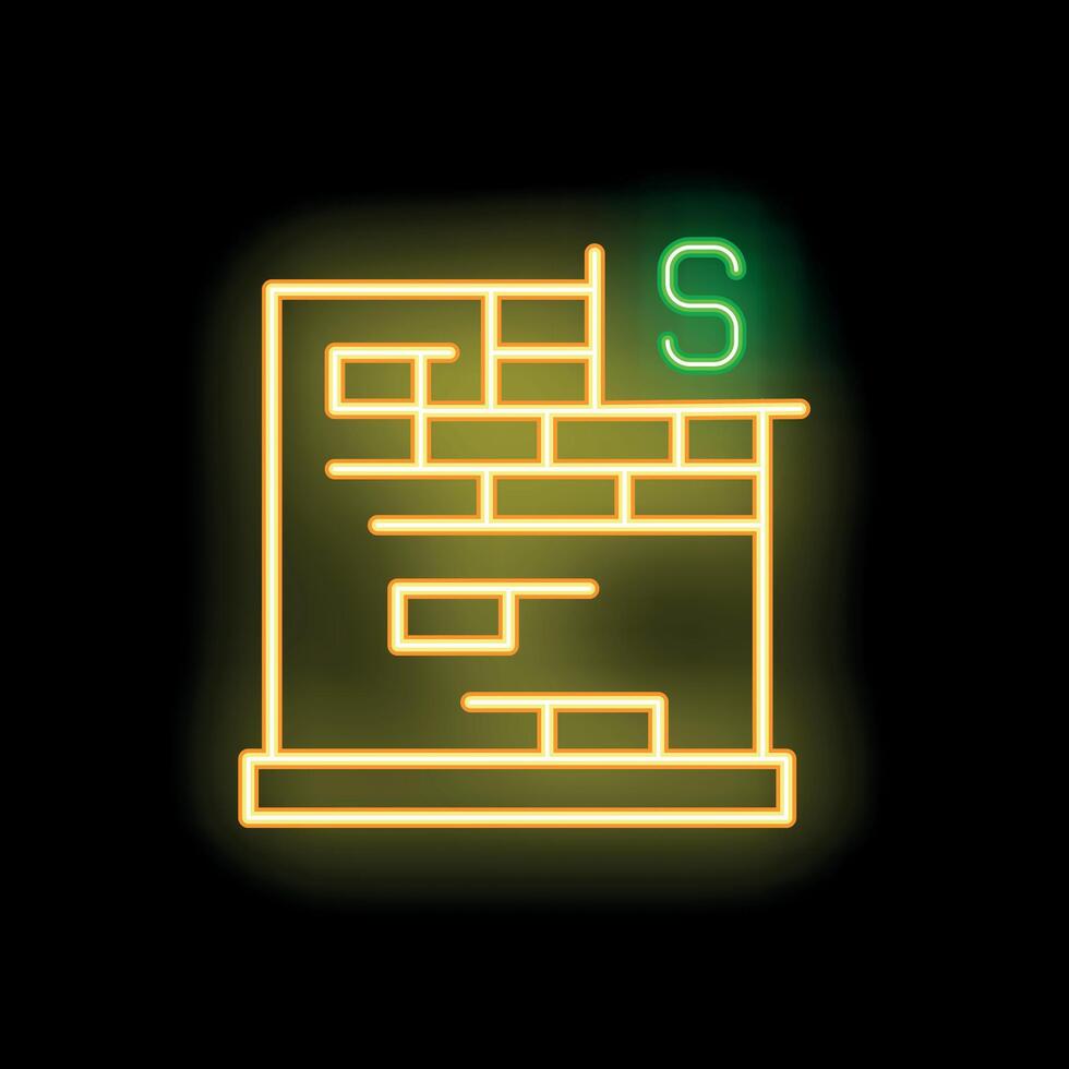 Neon sign representing a building being constructed with dollar currency symbol above vector