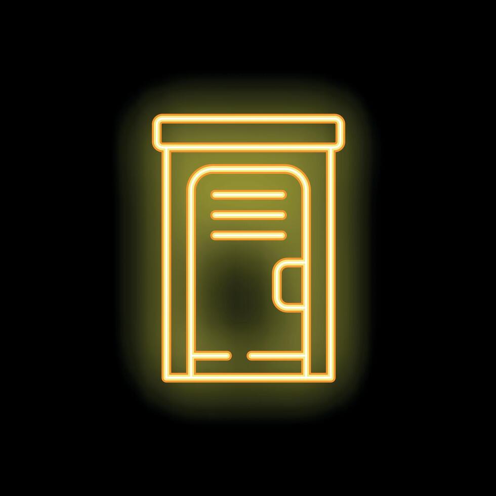 Glowing neon icon of a mobile toilet on a black background vector