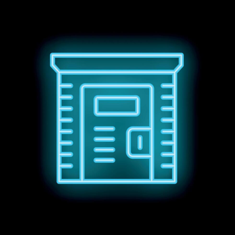 Neon icon of electric generator glowing on dark background vector