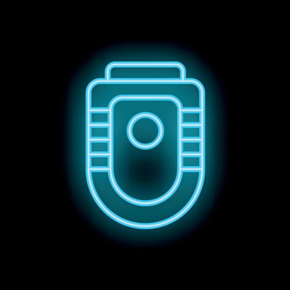 Blue neon icon of a smart watch on black background vector