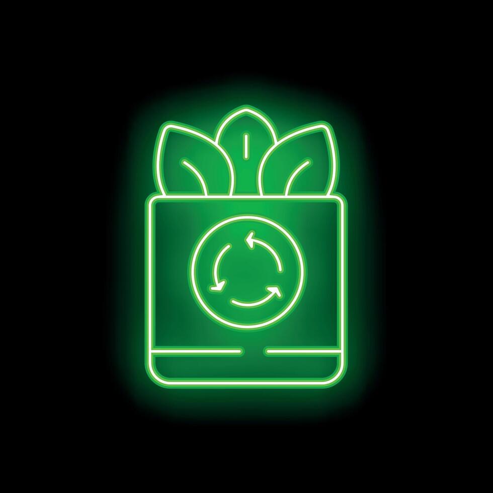 Neon green compost bin with leaves growing from it promoting composting and gardening vector