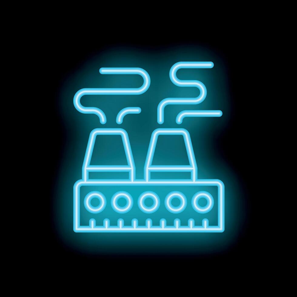 Neon style icon of industrial factory emitting pollution vector