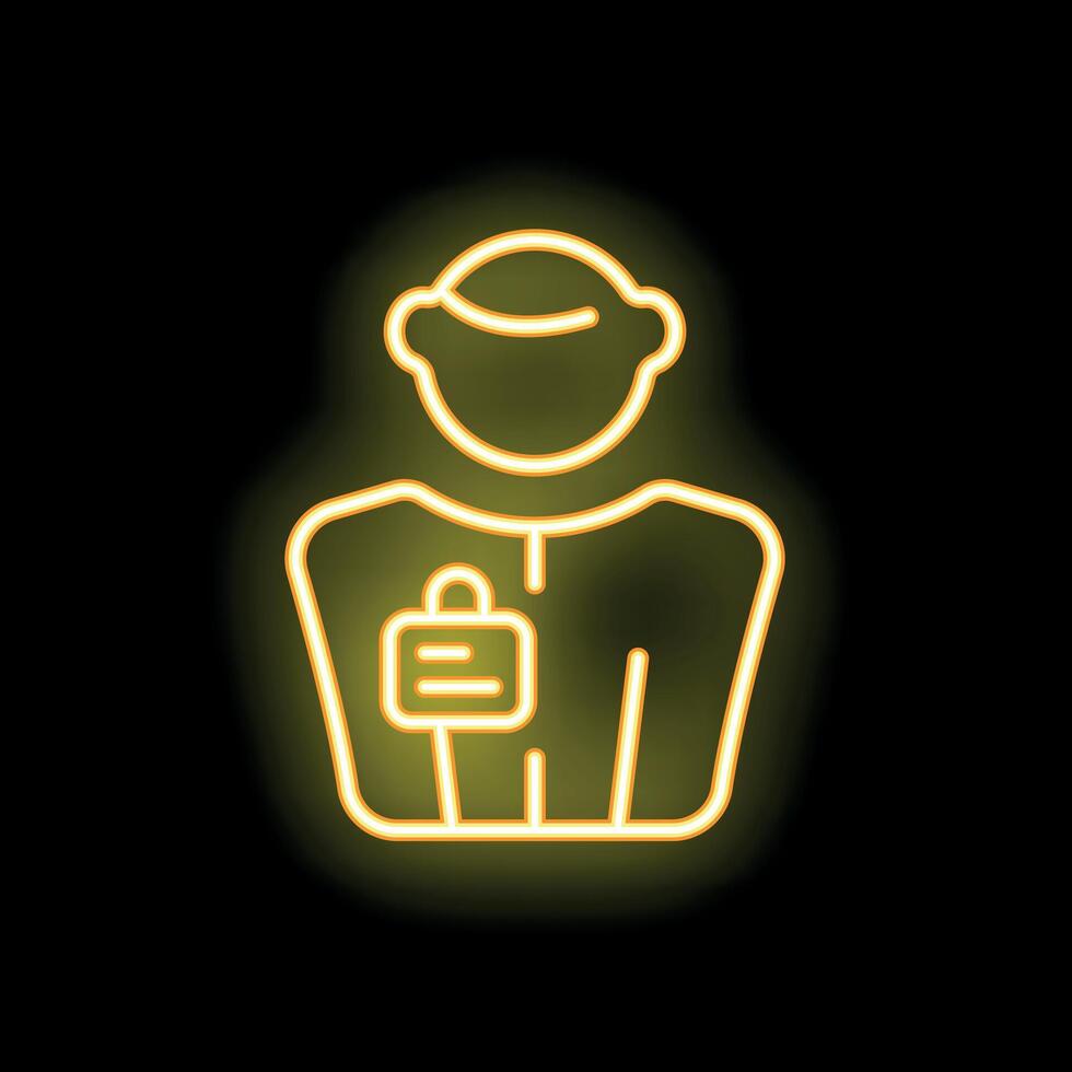 Neon icon of a professional man wearing an id card vector