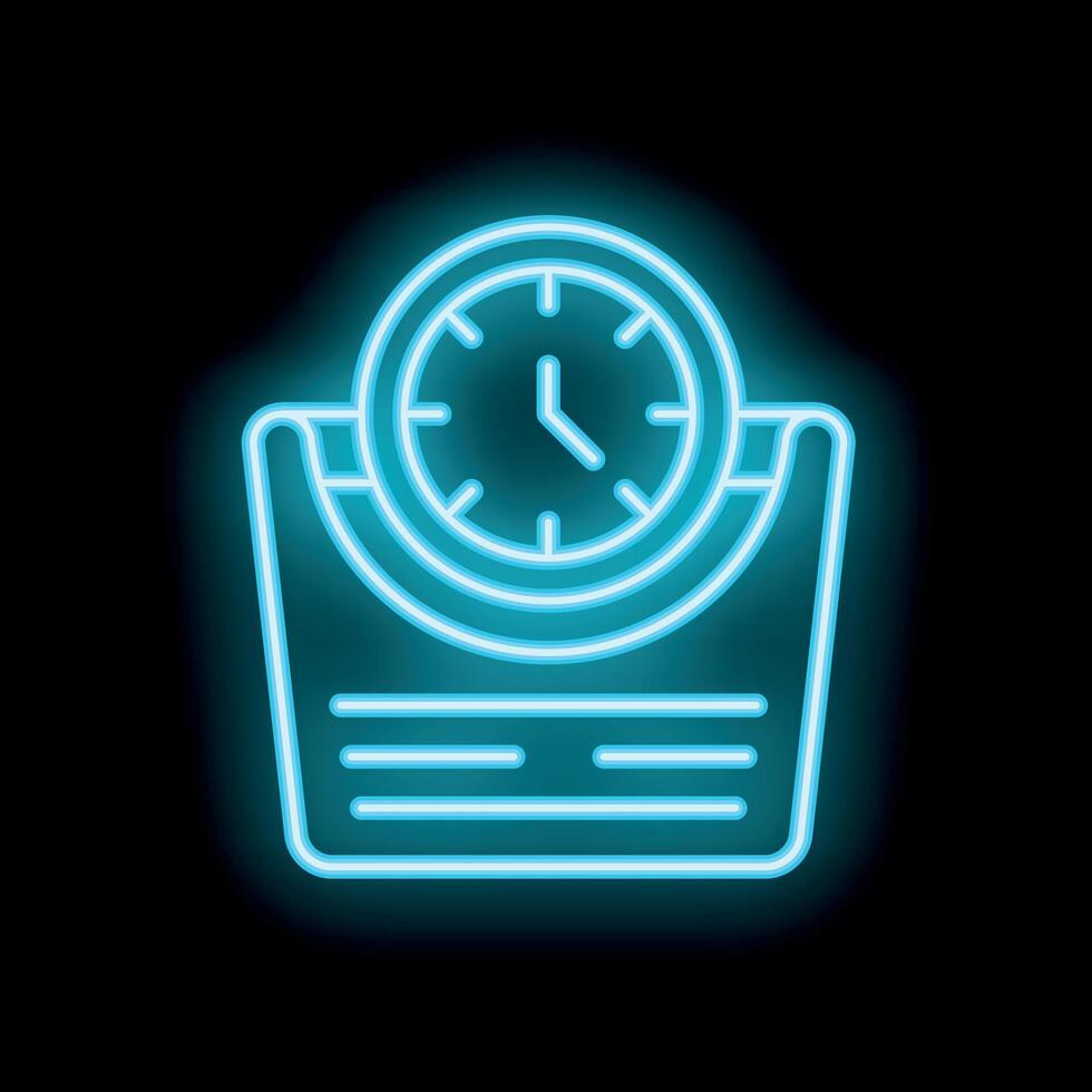 Neon clock showing weight loss progress over time vector