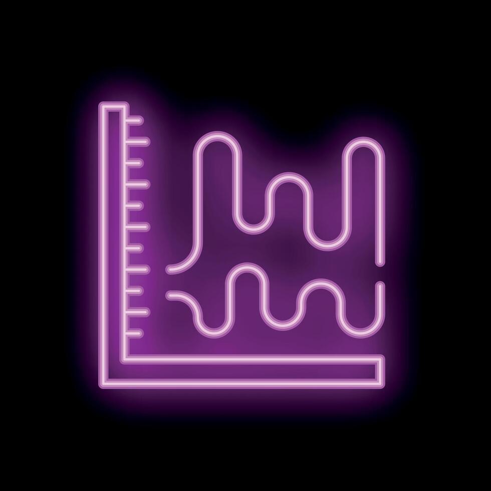 Glowing purple neon line chart showing market volatility on black background vector