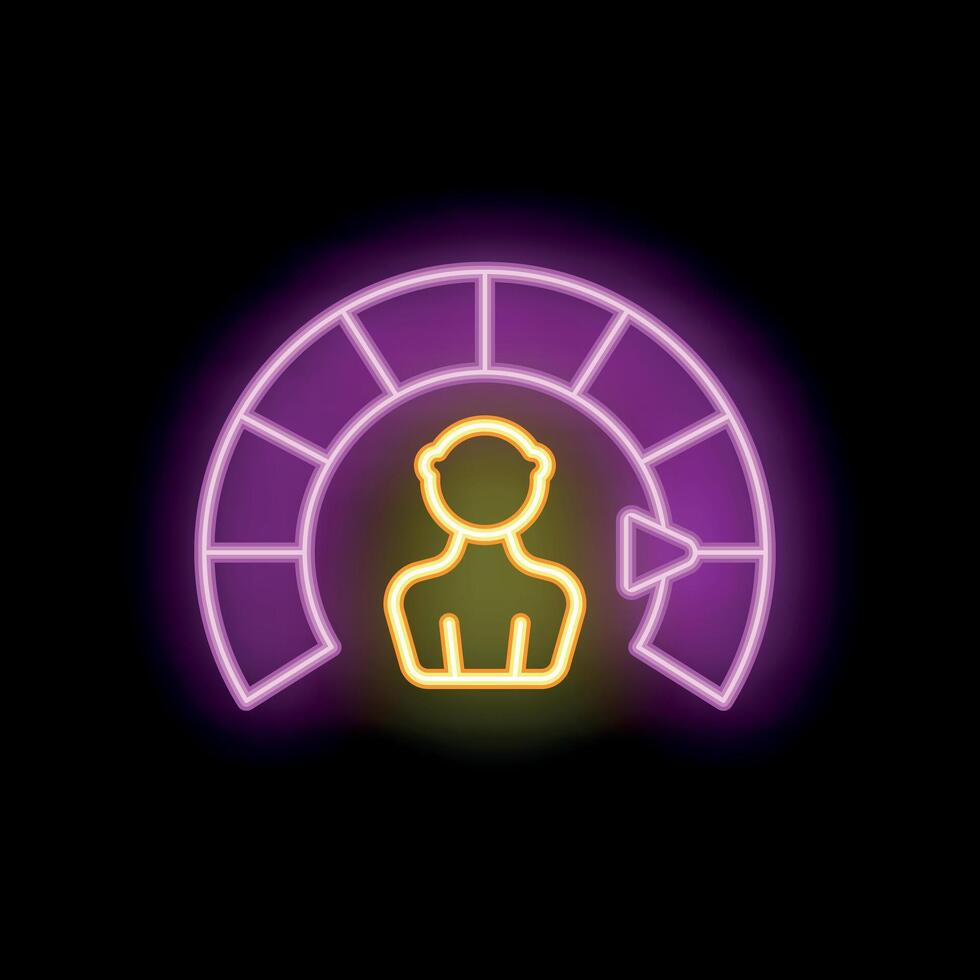 Neon sign showing customer satisfaction rating increasing vector