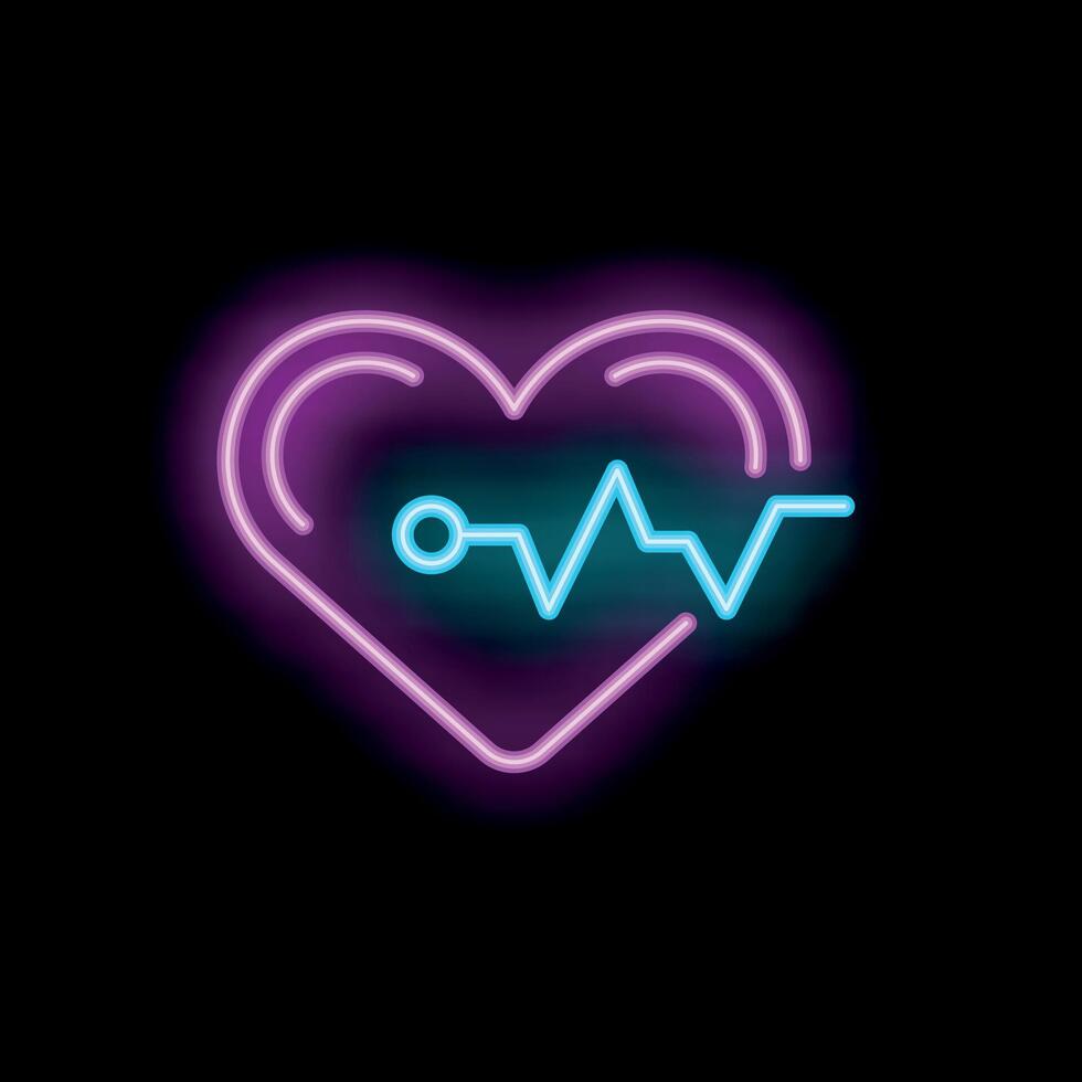 Neon heartbeat showing healthcare and cardiology vector