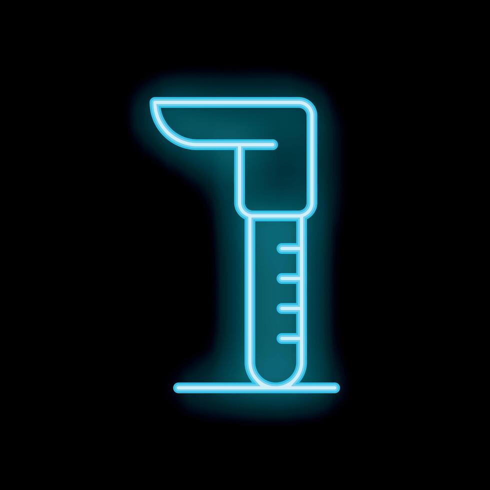 Neon icon of height measuring tool on black background vector