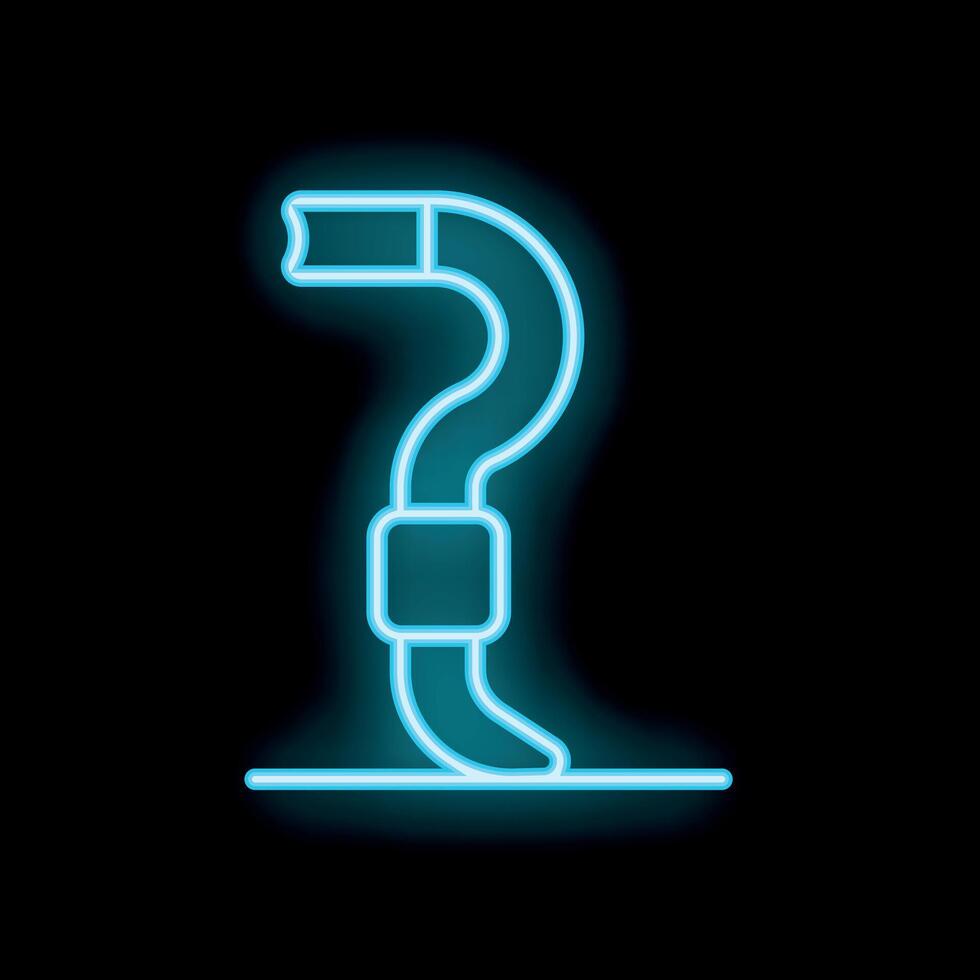 Neon snorkel diving symbol glowing on black background vector