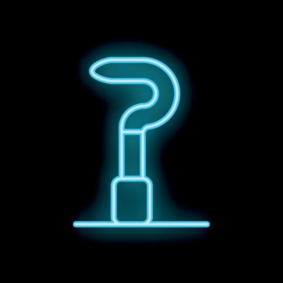 Blue neon question mark glowing on black background vector