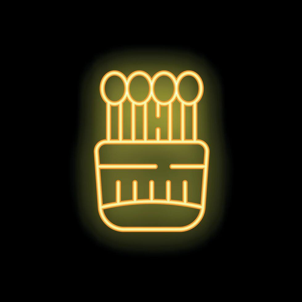 Neon sign of cactus growing in pot on black background vector