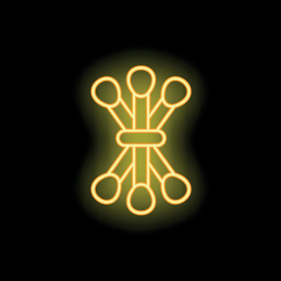 Yellow neon sign of abstract network on a black background vector