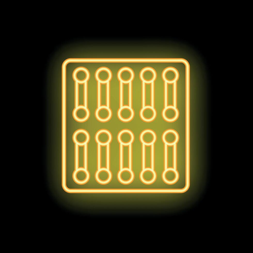 Neon icon of orthopedic mattress with independent springs glowing in the dark vector