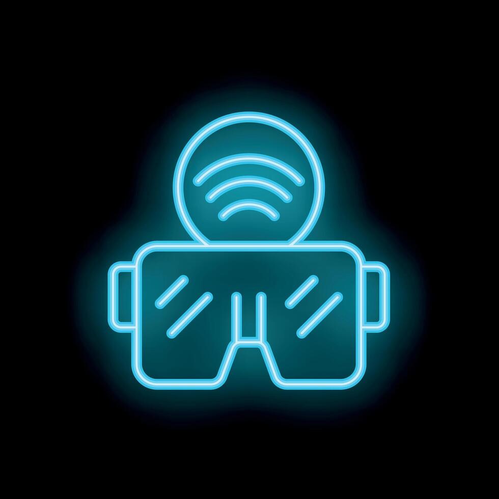 Neon icon of vr glasses headset connecting to wireless network vector