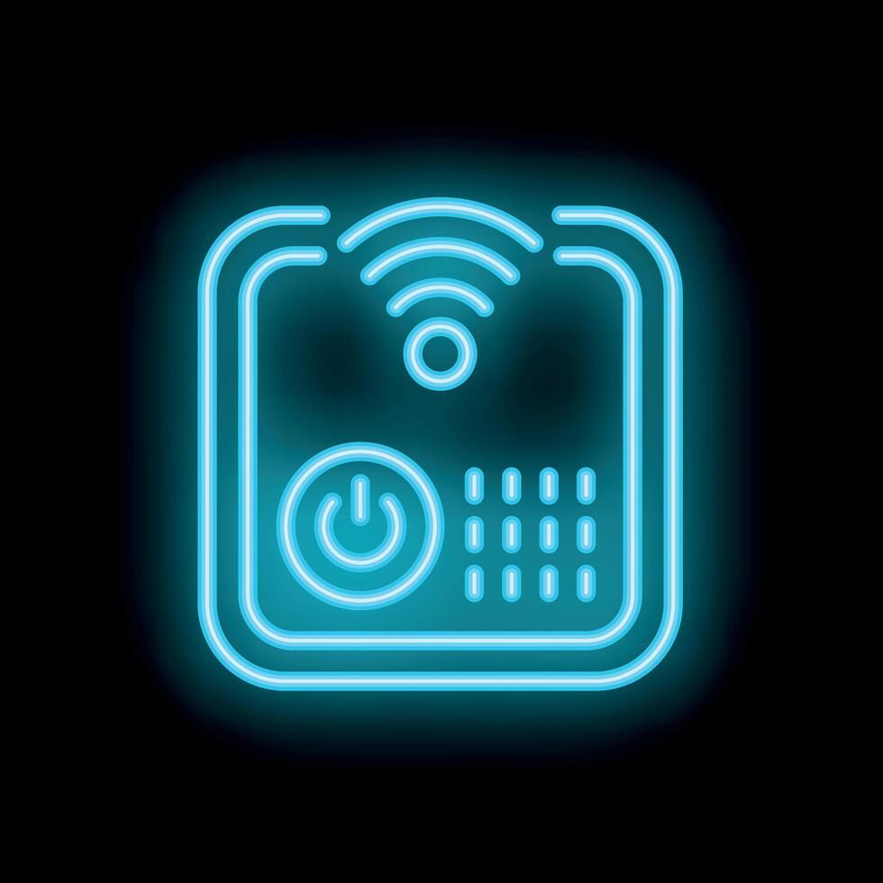 Neon icon of smart home device with wifi connection vector