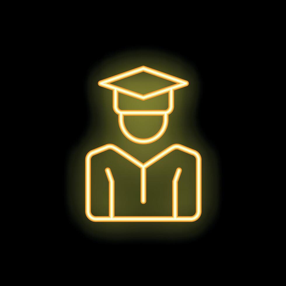Neon sign of a graduate student wearing a cap and gown vector