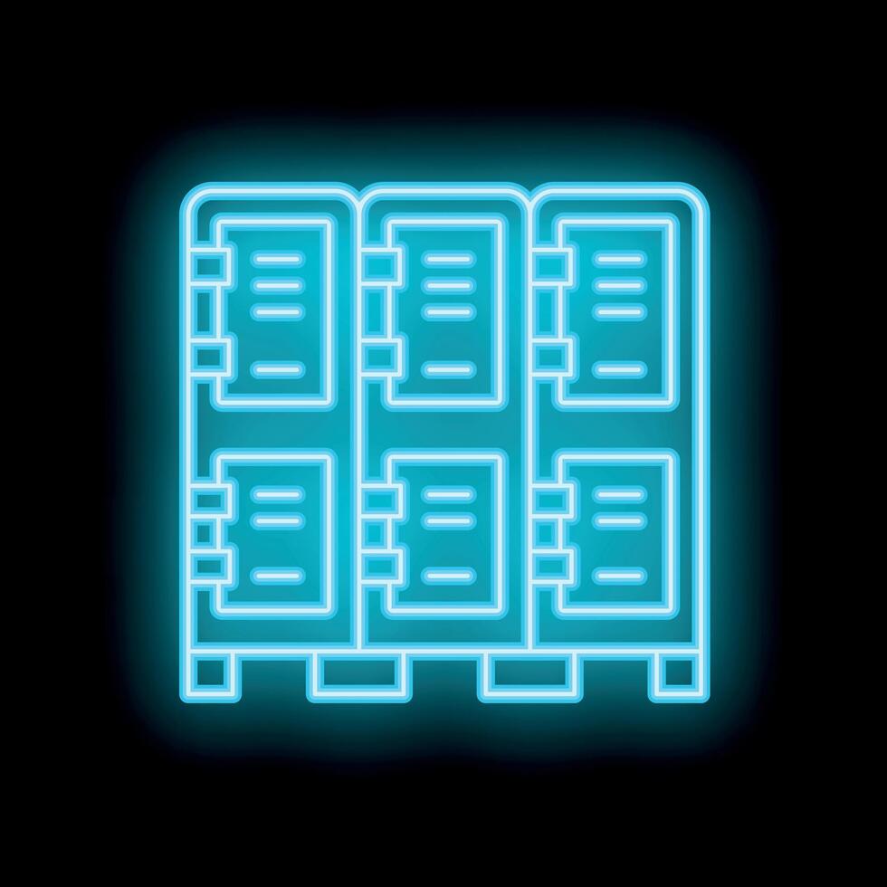 Blue neon locker showing school storage concept vector