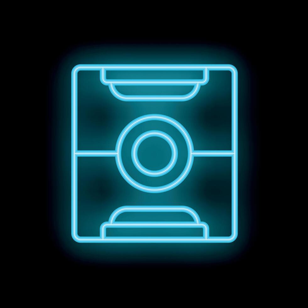 Neon blue icon of a floppy disk on a black background vector