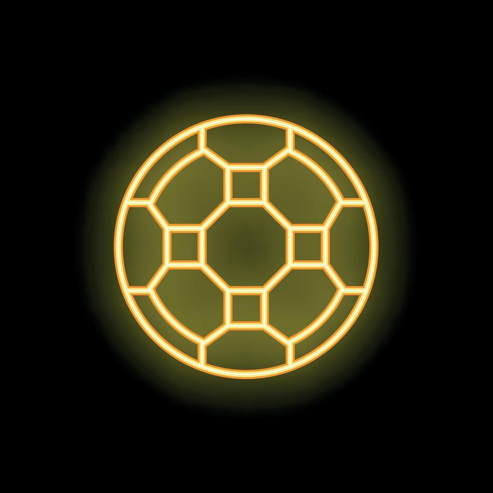 Neon yellow football soccer ball shining on black background vector
