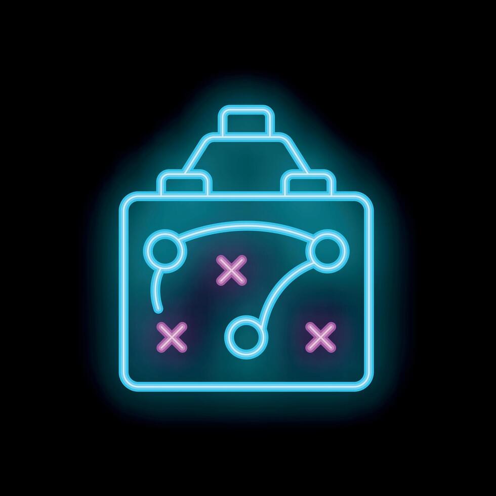 Neon sports tactics board showing game strategy with arrows on black background vector