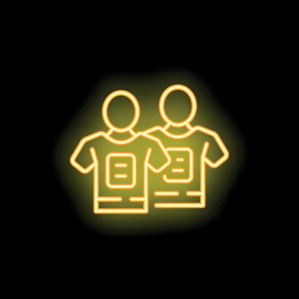 Neon icon of two people wearing same t shirt vector