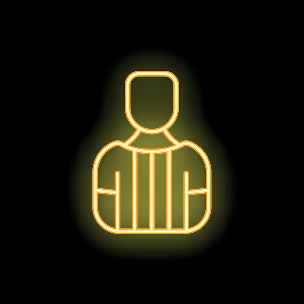 Neon yellow referee icon glowing on black background vector