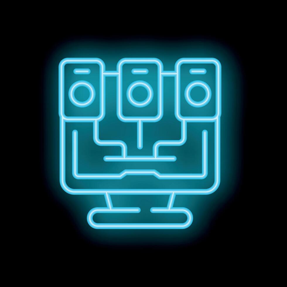 Neon icon of servers connected in network representing data center vector