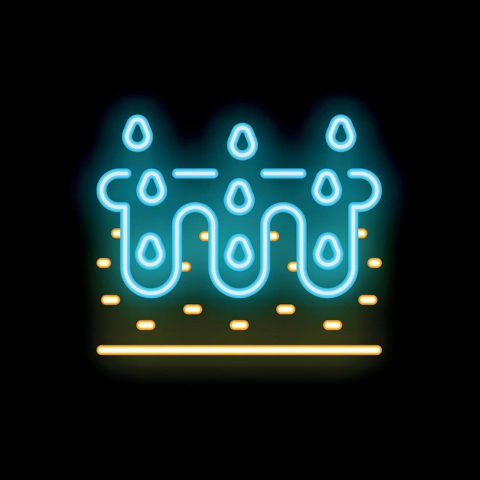 Neon icon of water soaking into ground layers vector