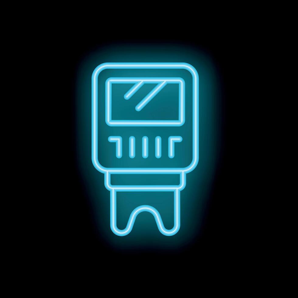 Neon icon of glucometer showing blood sugar level vector