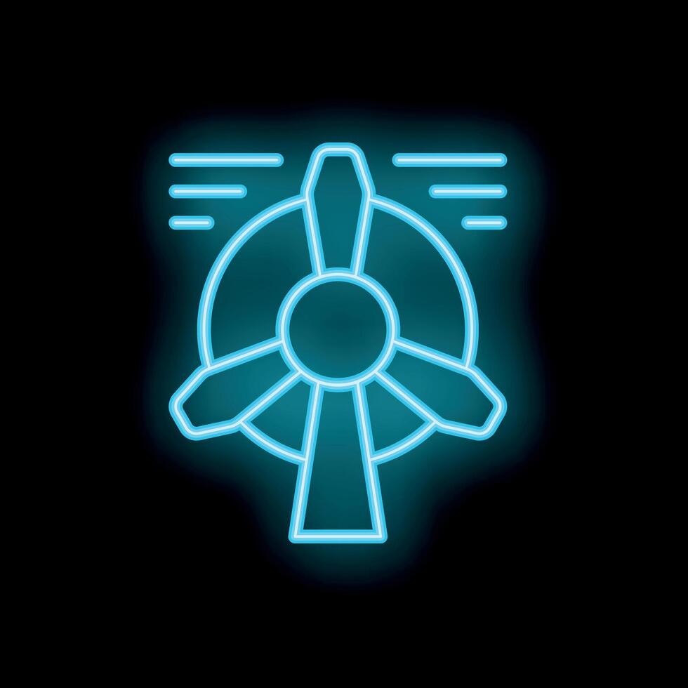 Neon sign depicting a drone propeller spinning fast creating wind vector
