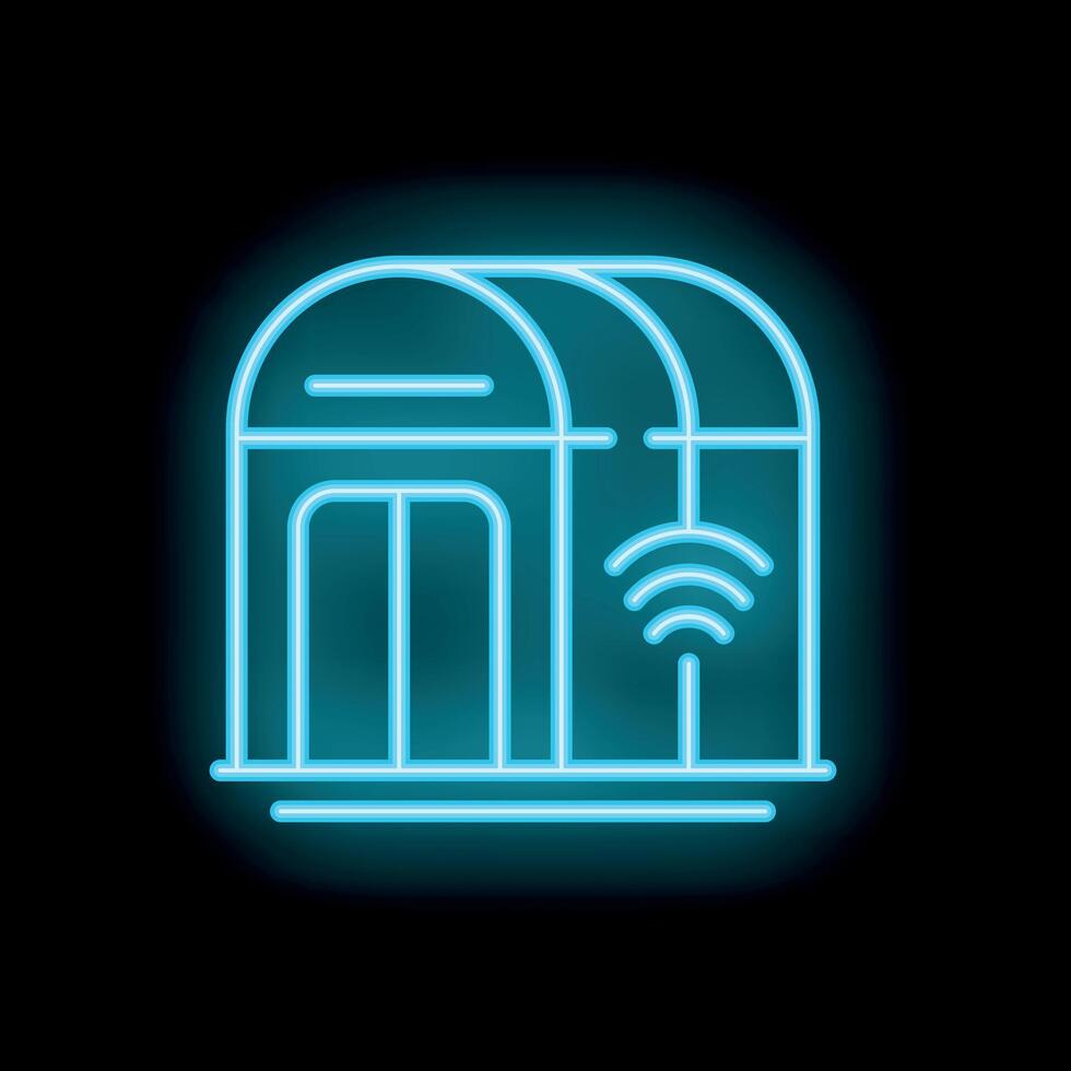 Neon sign of modern public transport station with free wifi icon vector