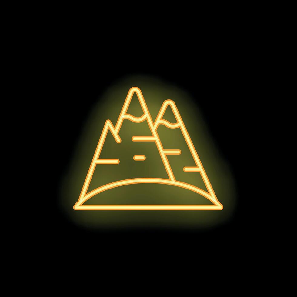 Neon sign depicting mountains with snow on peaks vector