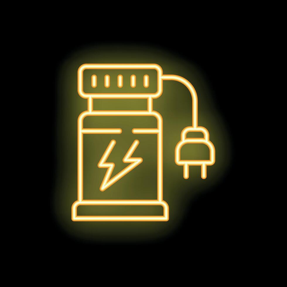 Neon sign of an electric car charging station symbolizing sustainable transportation vector