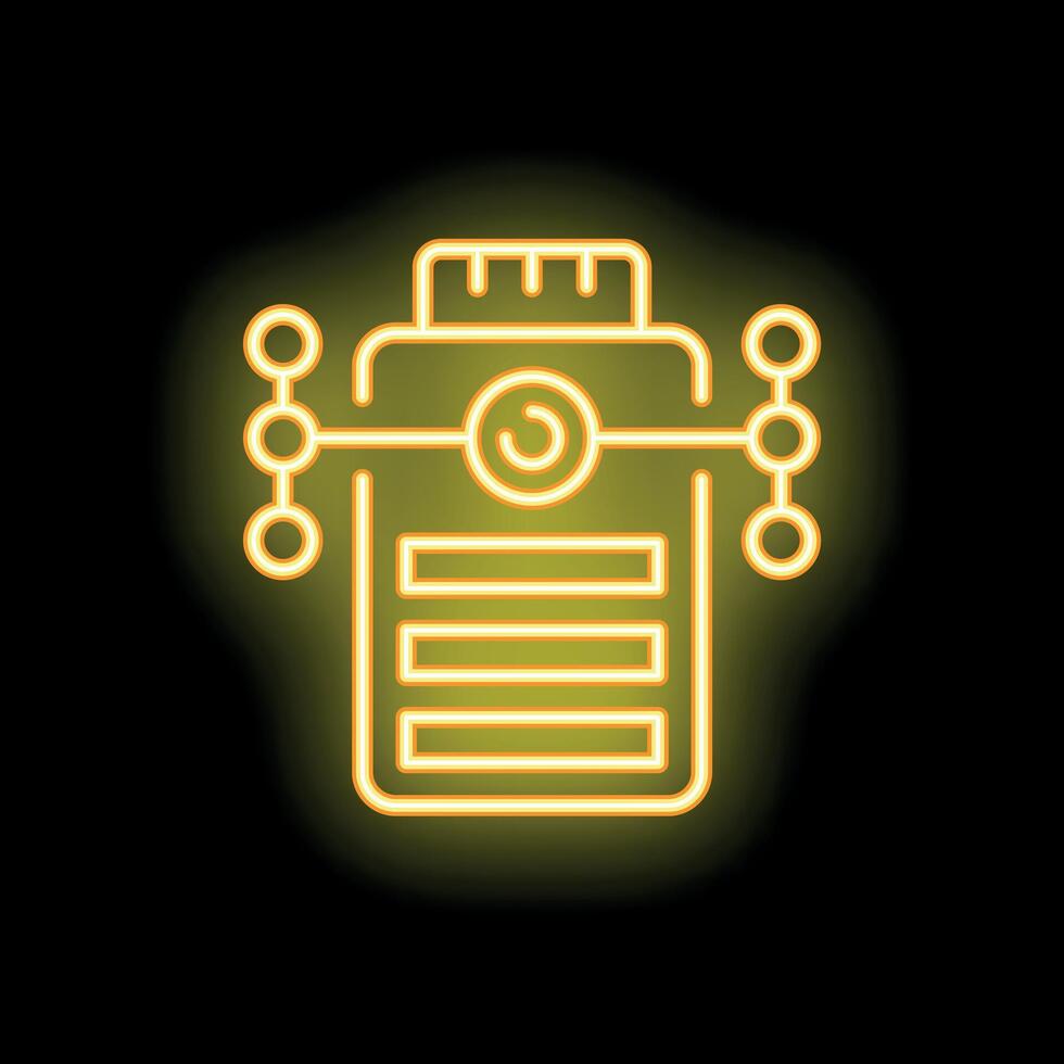 Neon icon of mobile phone showing blockchain technology connecting to servers vector
