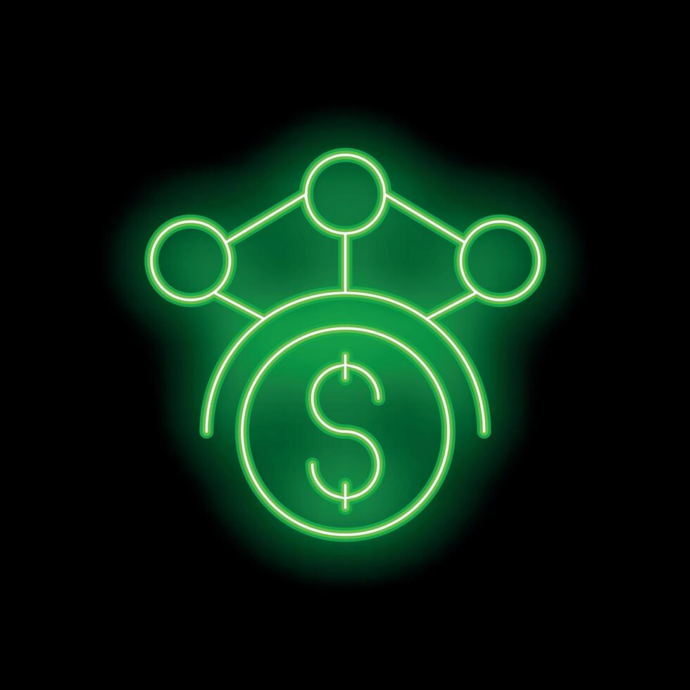 Neon green crowdfunding icon representing digital donation vector