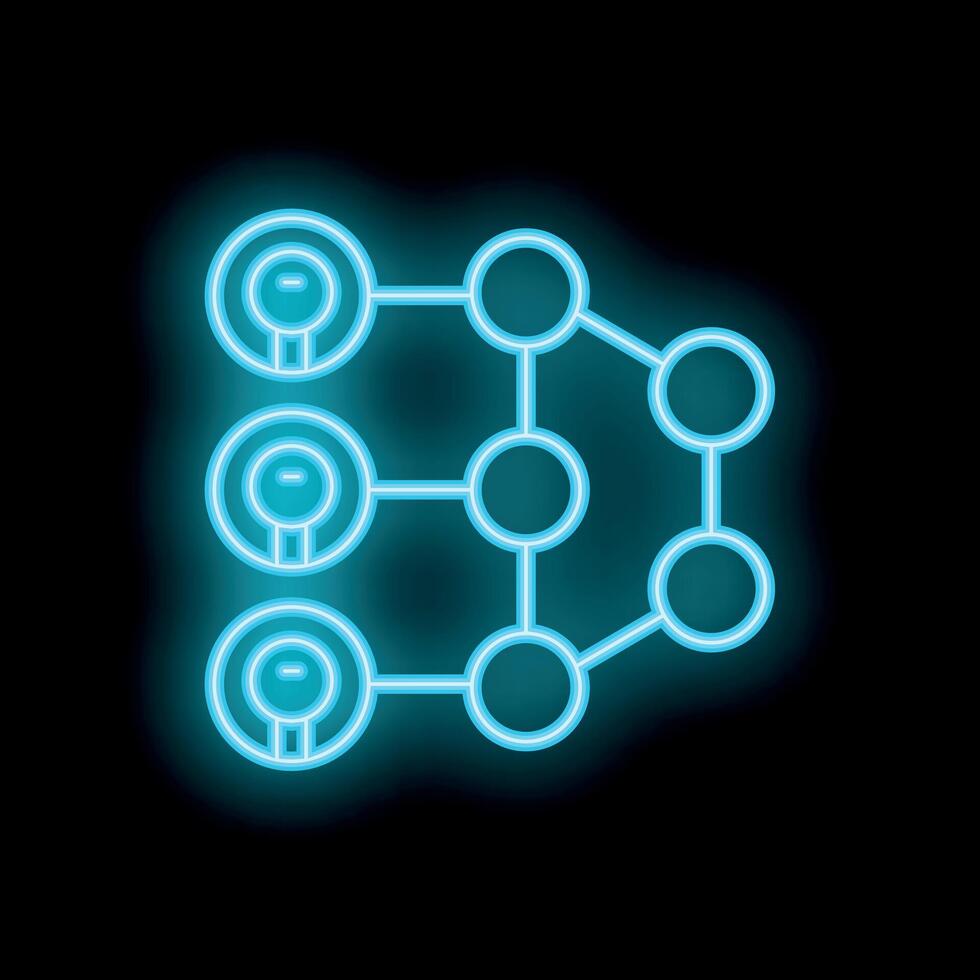 Neon style icon showing concept of hierarchical network structure vector