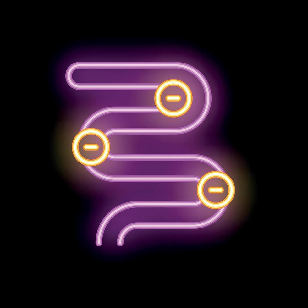 Neon timeline showing chronological order of events vector