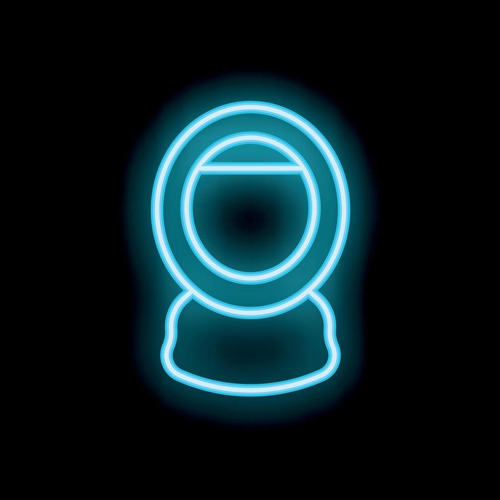 Neon blue hijab icon glowing on black background vector