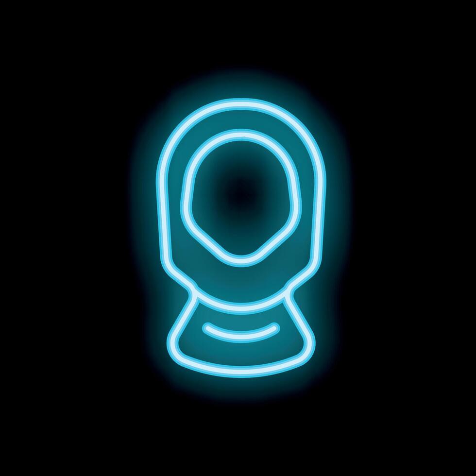 Neon blue muslim woman wearing hijab glowing on black background vector