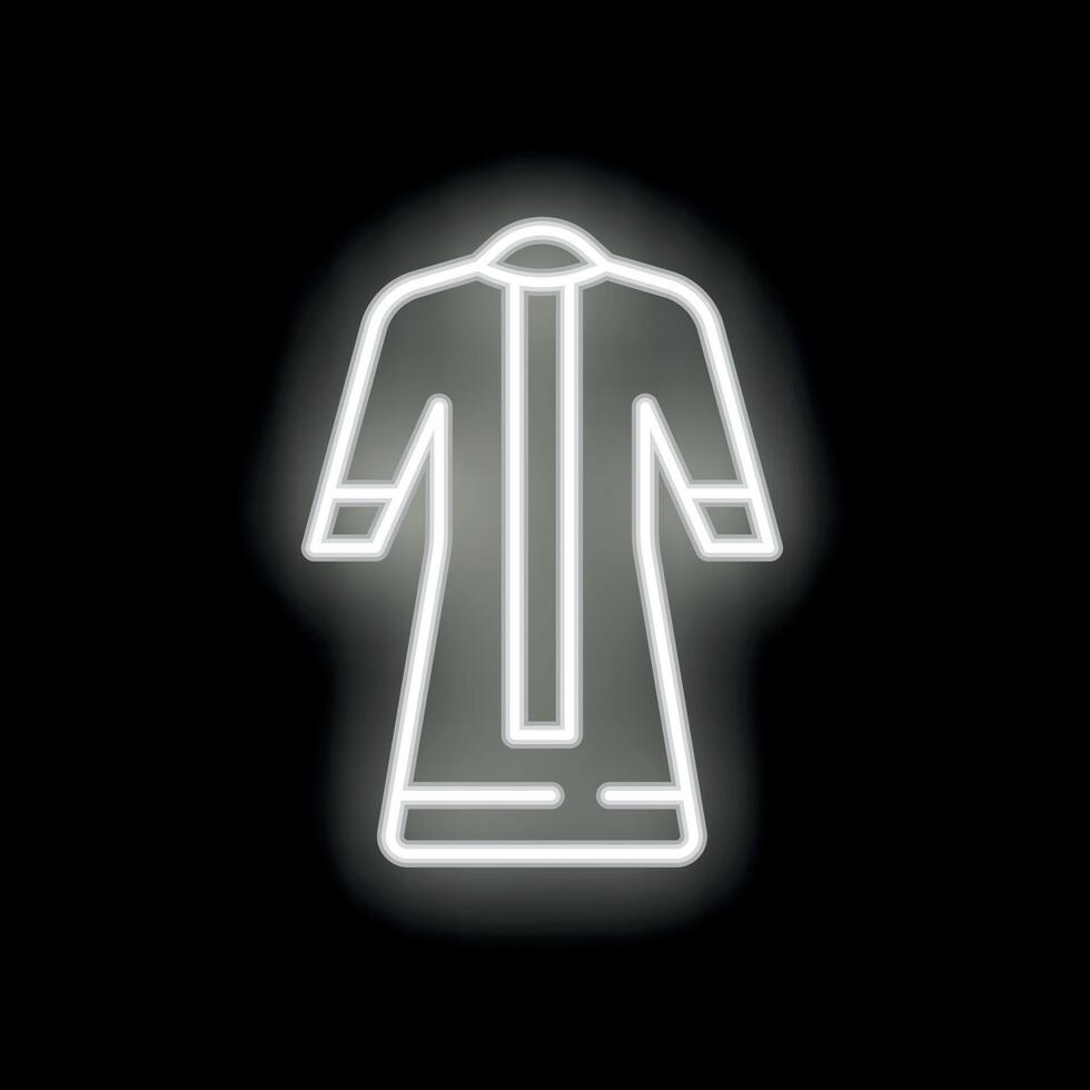 Neon sign depicting traditional thobe garment glowing on black background vector