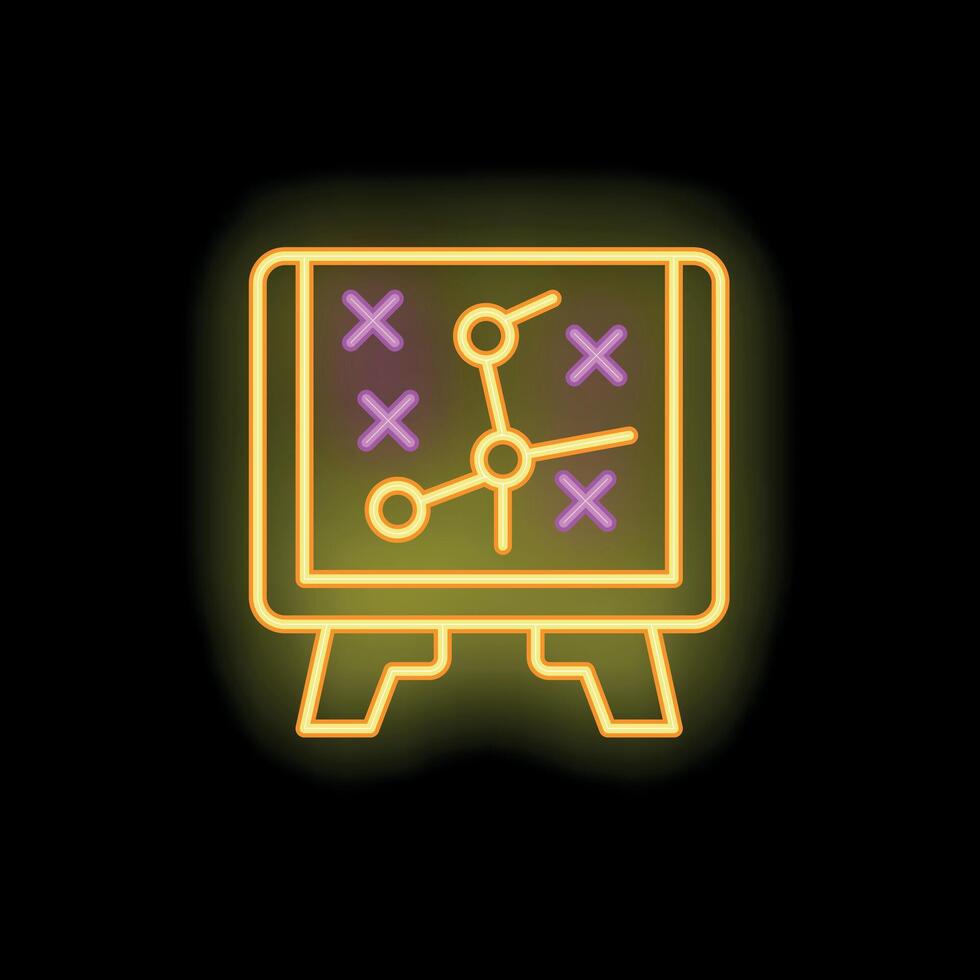 Neon strategy board showing connected points and highlighting key locations vector