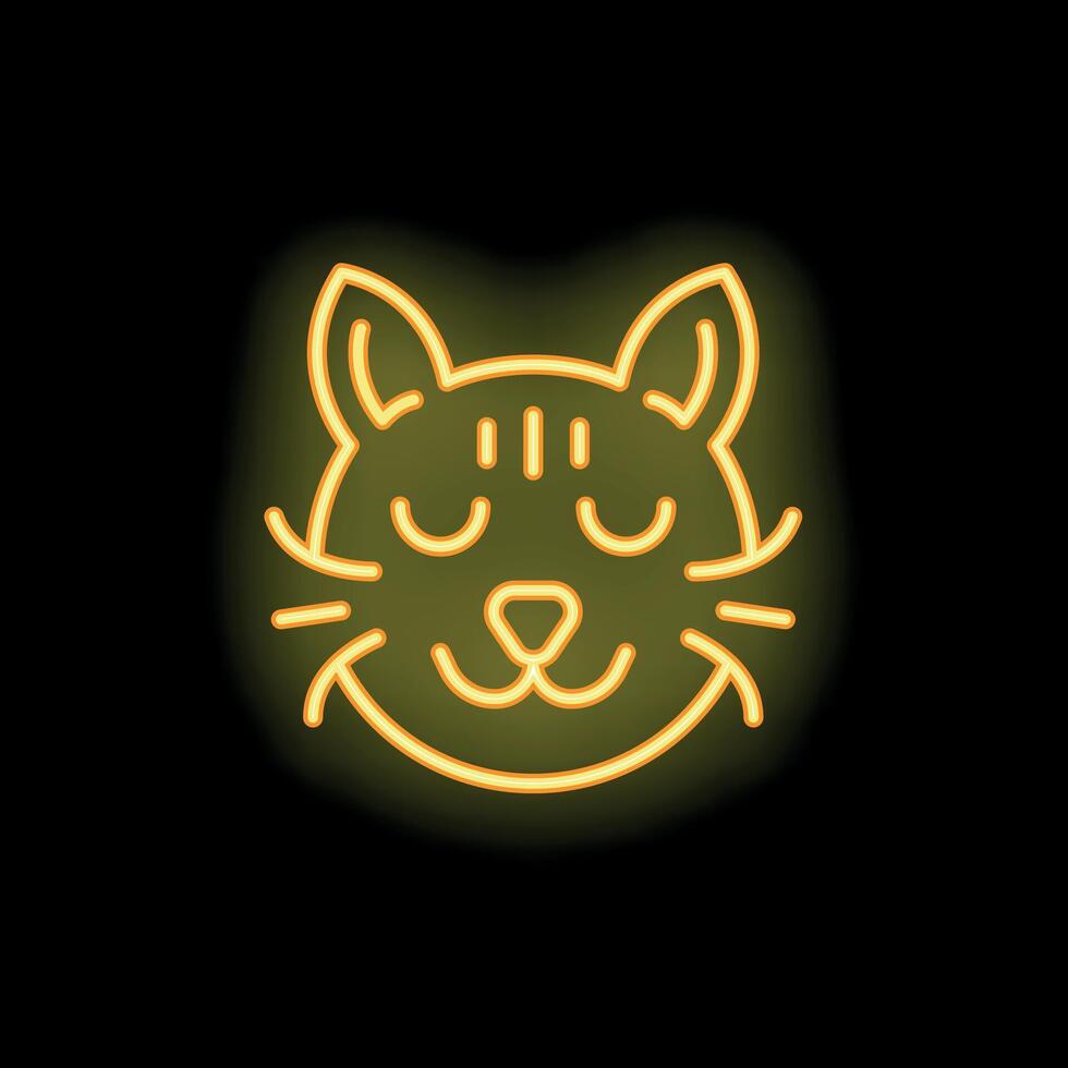 Neon cat face glowing on black background vector
