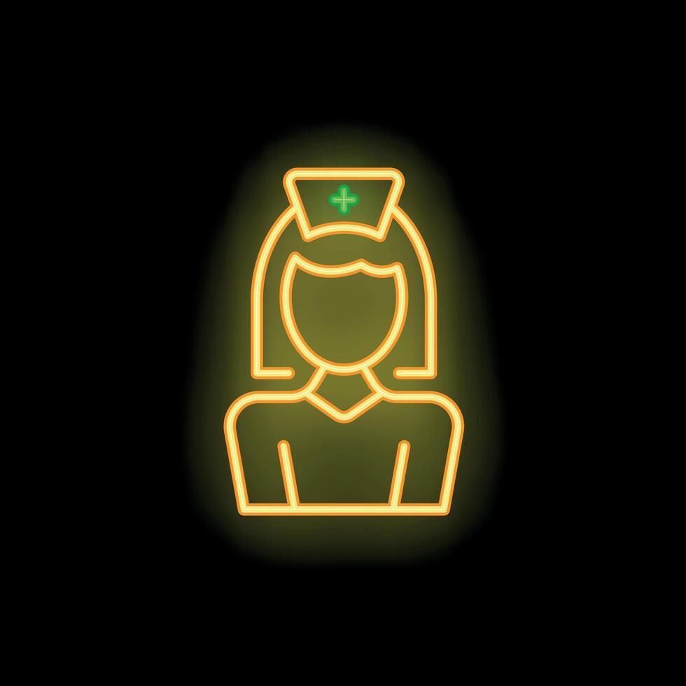 Neon icon of a nurse wearing a classic uniform vector
