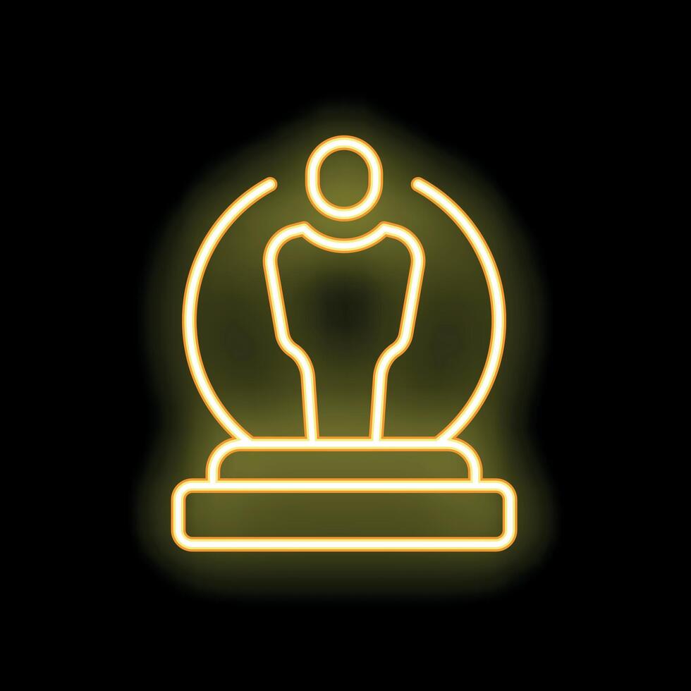 Neon icon of a businessman posing confidently for a business award vector